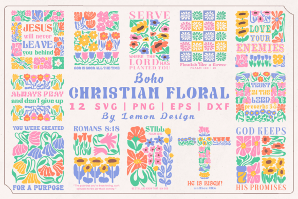 Boho Christian Floral SVG Bundle