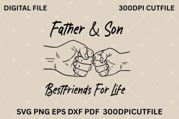 Father and Son Fist Bump SVG