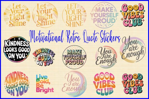 Motivational Retro Quote Stickers