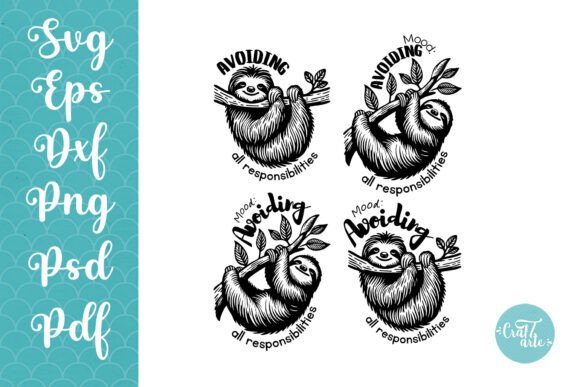Sloth Sarcastic Design SVG PNG Bundle